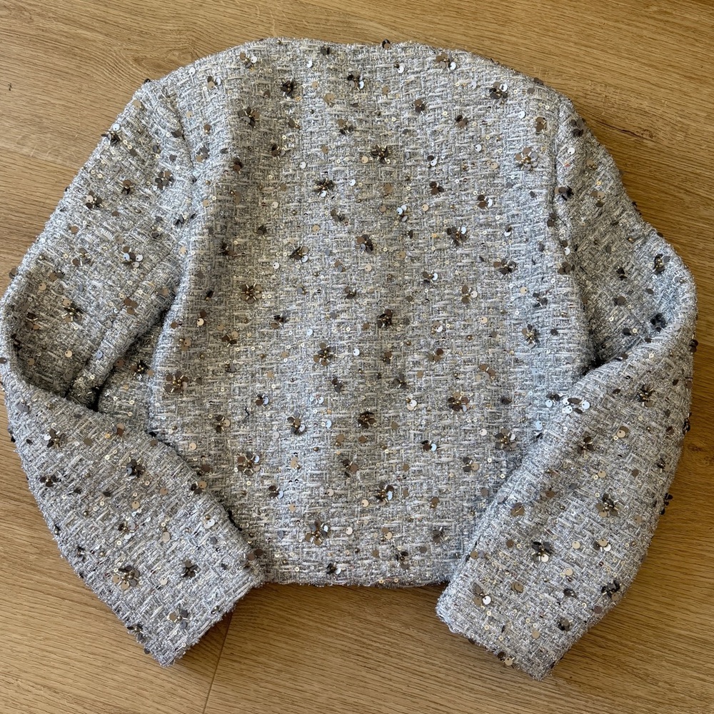 NWT Zara Silver Sequin Jacket ZW Collection - Picture 9 of 12